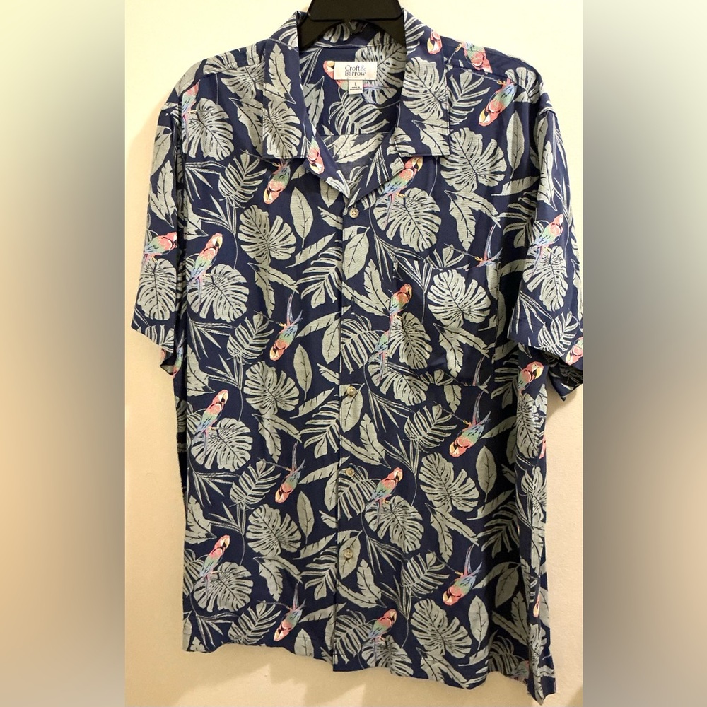 Croft & Barrow Navy Parrot Print Men's Shirt